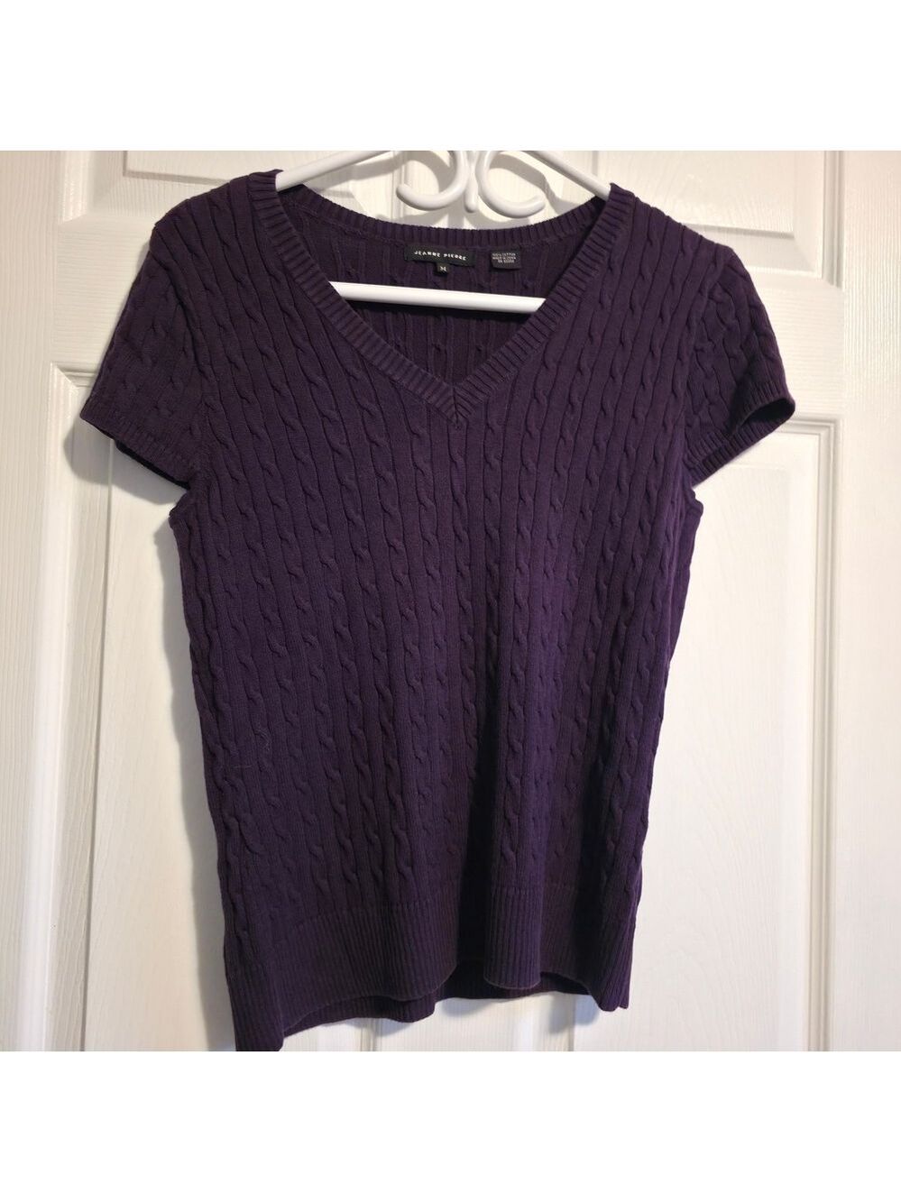 4/$25 Deal! Jeanne Pierre Rich Purple Cable Knit Sweater
